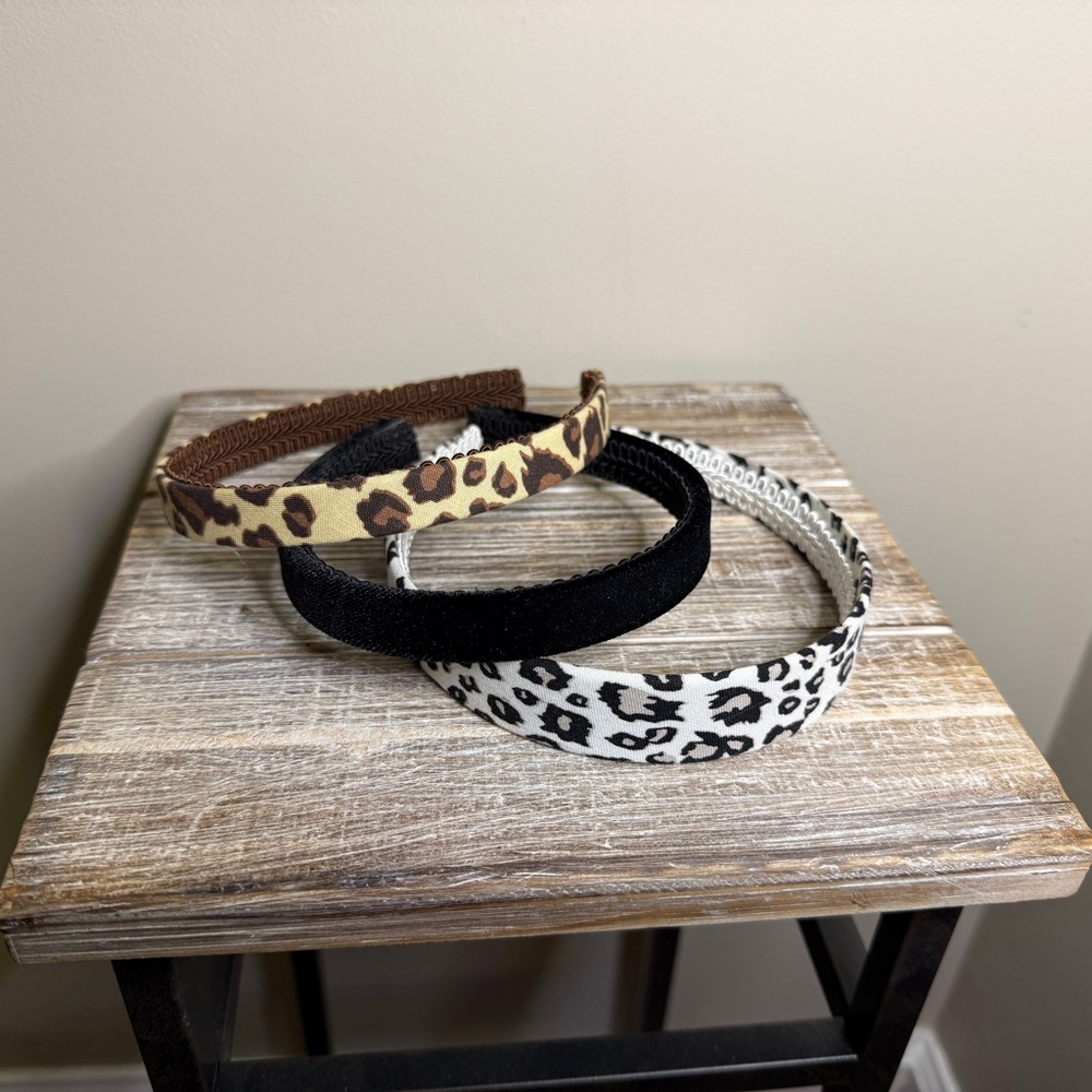 New Leopard Print and Black Velvet Headbands